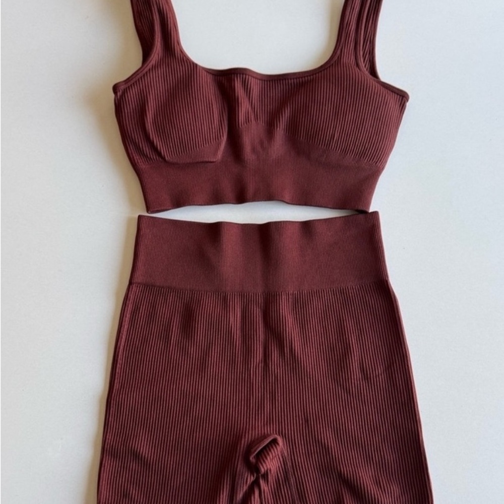 Women's Ribbed Sports Bra - Brown